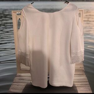 Chico's White cold shoulder Textured Top